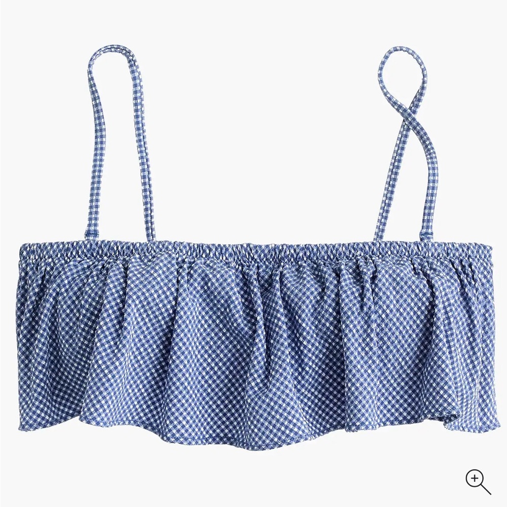 NWT J.Crew Ruffle bandeau bikini top in tiny gingham Size small
